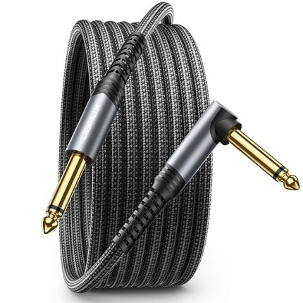 6,35 mm Gitar Kablosu 4,5 m, Enstrüman Kablosu, Elektronik Gitar, Bas, Davul, Pedallar, Amplifikatör, Mikser, Tuner, Hoparlör, Akustik, Dik Açılı Jak Kablosu Gitar ile Uyumlu