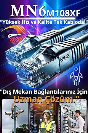 M108XF internet kablosu 90 metre/FTP 0,60mm/Cat6 İki Kat Korumalı/internet bağlantı kablosu 90 Metre/iç Dış Mekan/ISO 9001 Ve 2012 Certified High Pro Cable (Metre 90) (ölçü, Metre,90) - Görsel 2