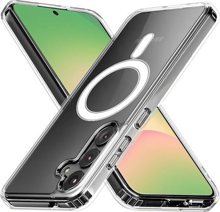 Samsung Galaxy A56 için Şeffaf Kılıf Magsafe Aksesuarları ile Uyumlu Arkası Sert PC Köşeleri Darbe Emici Silikon A56 için Kılıf Sararmaya Dayanıklı Kalın Koruyucu Güçlü Manyetikli A56 Kılıf