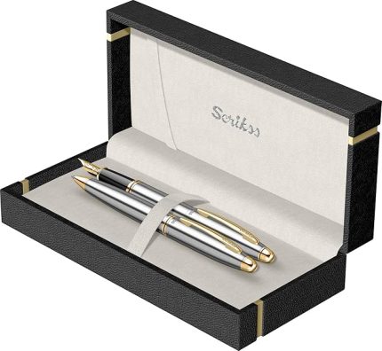 Knight 88 Dolma Kalemtükenmez Kalem Takım Krom Altın