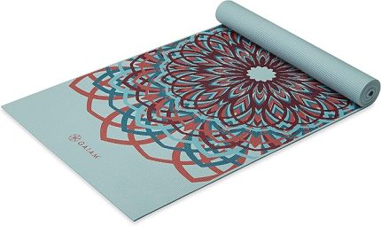 Yoga matı, birinci sınıf baskı, ekstra kalın, kaymaz antrenman ve fitness matı, her türlü yoga, pilates ve zemin antrenmanı için, Santorini, 6 mm x 61 cm x 6 mm