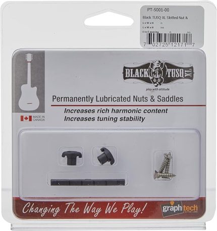 TECH GUITAR LABS Graphtech PT-5001-00 Black TUSQ XL Slotted Nut & Retainer Pack Elektro Köprü ve String Tree Seti