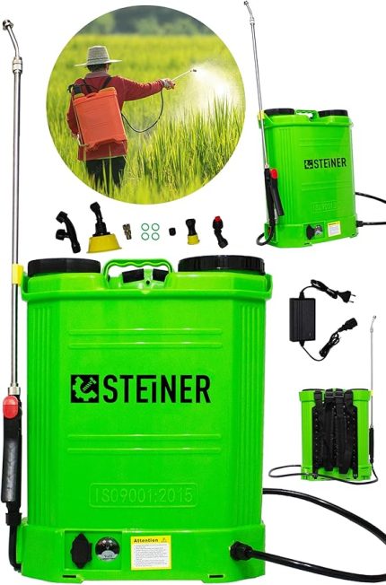 Alman Turbo 16 Lt Şarjlı Sırt Tipi İlaç Pompası Akülü İlaçlama Makinesi Yeşil