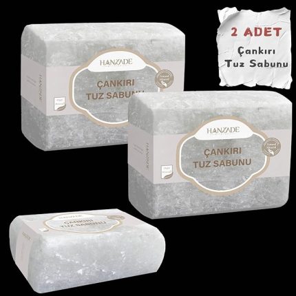 Bitkisel Çankırı Tuz Sabunu 300-350 Gr x 2 Adet Zengin Mineralli Doğal Saf Çankırı Kaya Tuzu Sabunu