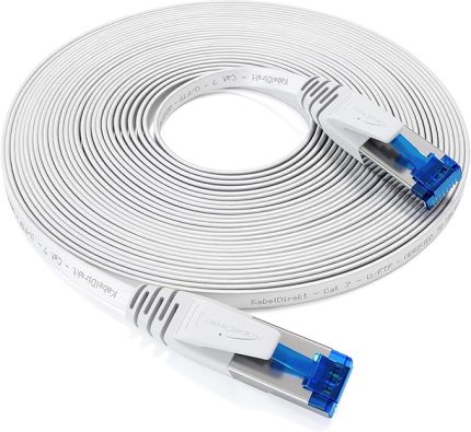 – LAN kablosu düz, kırılmaz yapı – 2m (CAT7 kablo, 10 Gbit/s, özellikle esnek ve kurulum kablosu olarak uygun, maksimum fiber optik hız, RJ45, beyaz)