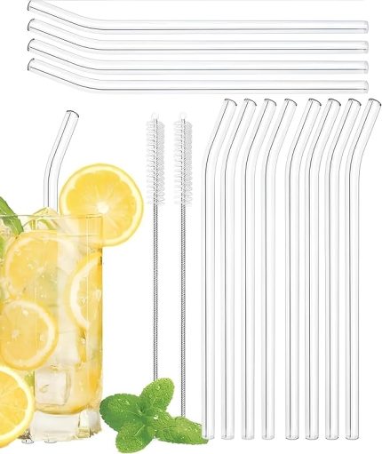 14’lü Cam Pipet Seti – 12 Adet Cam Pipet + 2 Temizleme Fırçası | Yıkanabilir Antibakteriyel | Smoothie Kahve İçecek İçin | Çevre Dostu Kırılmaz