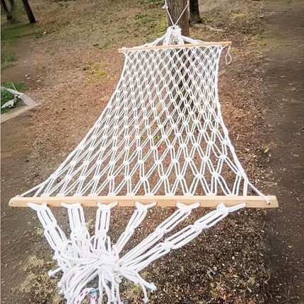 Kişilik Pamuk Ipi El Örgülü Hamak, Çıft Örgülü, 125 kg Taşıma Kapasiteli Taşınabilir kolay Kurulum Kamp Piknik Alanları İçin