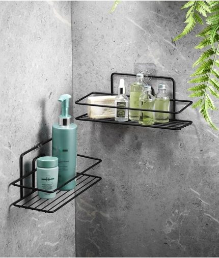 Haus Yapışkanlı Banyo Düzenleyici Şampuanlık Duş Rafı Siyah 2 Adet Tş-01