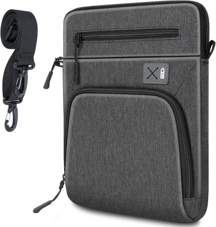 12,9 İnç Tablet Kılıfı, Yeni iPad Pro (5./4./3. Nesil), Su Geçirmez Çoklu İş Çantası, Polyester Erkek Omuz Çantası, Koyu Gri