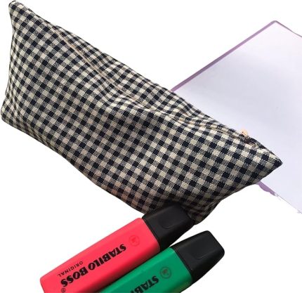 Yıkanabilir Fermuarlı Tek Gözlü Bez Kalemlik Kalem Kutusu Cüzdan Makyaj Çantası Bez Kalem Kesesi (Lacivert)