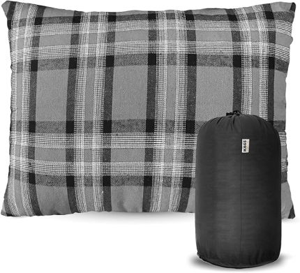 Kamp Yastığı, Seyahat Yastığı, Silikon Elyaf Dolgulu Hafif Küçük Yastık, Orta Sertlikte, Nefes Alabilir Kılıf, Kamp, Uçak ve Araba İçin İdeal 30x45cm Flanel Gri