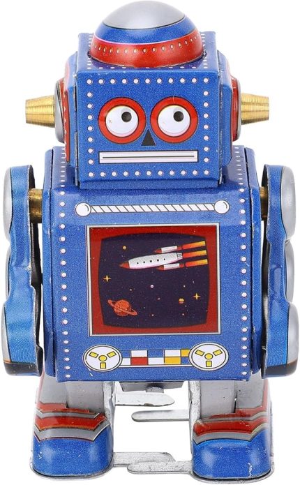 Robot Oyuncak, el yapımı, Dekoratif, ilginç, Vintage kurmalı Robot, Restoran Ve Kafe Için (BLUE)