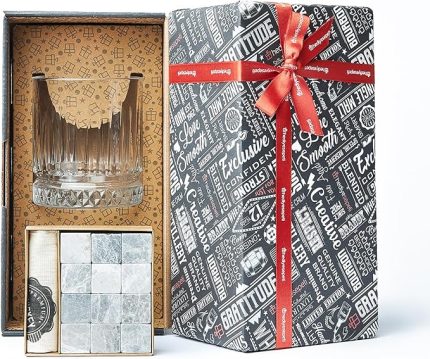 Viski Bardağı Hediye Seti - Hediye Kutulu 12 Parça Viski Taşı - Babalar İçin Hediye Fikri, Erkekler ve Kadınlar İçin Doğum Günü Hediyesi"