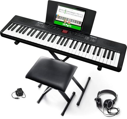 Melody 61 Başlangıç Seviyesi Piyano Klavye 61 Tuş, Hoparlör, Stand, Bank, Kulaklık, Tablet/Nota Standı, 300 Ses ve Müzik Dersleri ile Birlikte