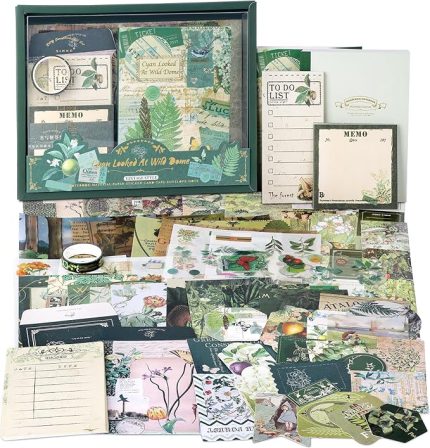 Scrapbooking Malzemeleri Seti, Vintage Botanik Estetik Karalama Defteri Seti, Önemsiz Günlüğü, Kırtasiye, Kurşun A6 Izgara Defter Kendin Yap Karalama Defteri Doğum Günü El İşi Genç Kız Çocuk
