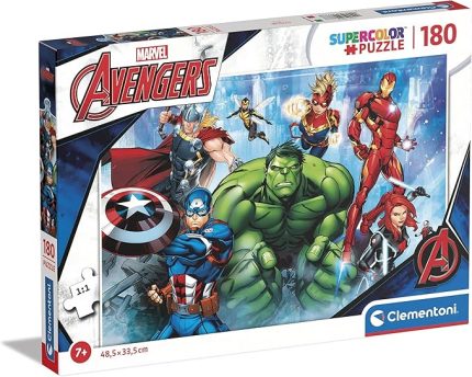 29778 Supercolor Marvel The Avengers 180 parça yapboz, 7 yaşından büyük çocuklar için, İtalya'da üretilmiştir, çok renkli, orta boy