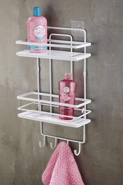 Ömür Boyu Paslanmaz Kristal Ayarlanabilir Raf Banyo Düzenleyici Şampuanlık Beyaz Lş-02