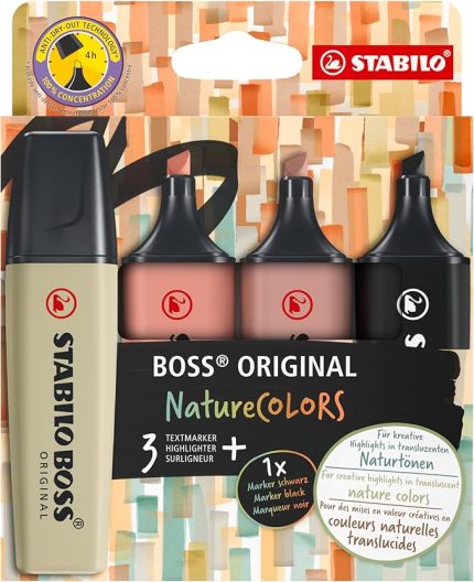 BOSS ORIGINAL NatureCOLORS - Fosforlu Kalem - 4'lü Paket - Çeşitli Renkler