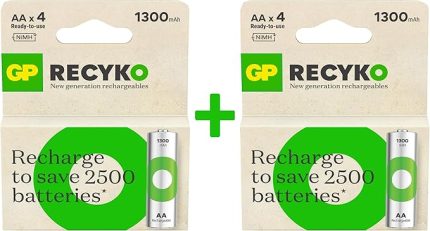 Batteries ReCyko 1300 AA Kalem Ni-Mh Şarjlı Pil, 1.2 Volt, 8 Adet Pil