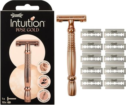 Sword Intuition Rose Gold tıraş bıçağı kadınlar için – kelebek ağızlı plastik içermeyen tıraş