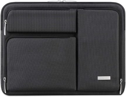 360° Laptop Kılıfı Çantası Bilgisayar için 15 inç New MacBook Air M4 A3241 2025/M3 A3114/M2 A2941 2024-2023, 15 inç MacBook Pro A1990 A1707, Dell XPS 15 Plus 2022-2020 Aksesuar Cebi ile, Siyah