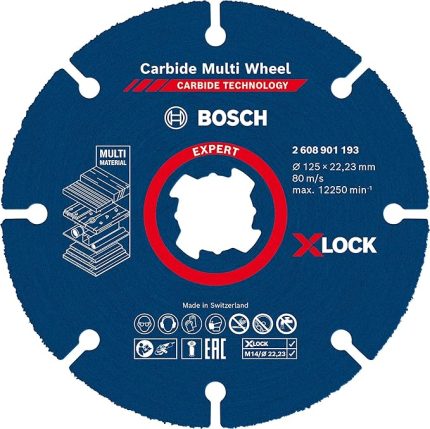 Professional 1x EXPERT Carbide Multi Wheel X-LOCK Kesici Diskler (Sert ahşap, Çivili ahşap, Plastik, Alçıpan panel, Ø 125 mm, Aksesuar Küçük Avuç Taşlama Makinesi)