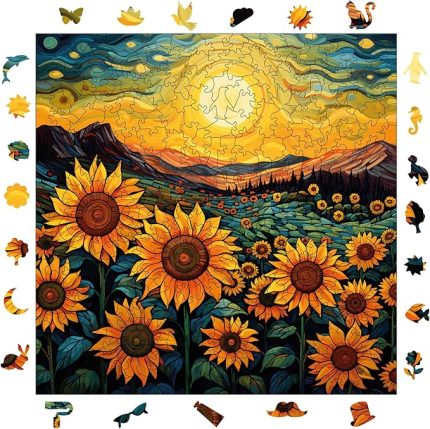 - Ahşap Puzzle Yetişkinler için - Günebakan Tarlasında Akşamüstü Benzersiz Parçalı Puzzle - 353 Parça Ahşap Yapboz - Yapıştırıcı Folyo Dahil - Dekoratif Ahşap Puzzle - 29x29 cm - S1-30