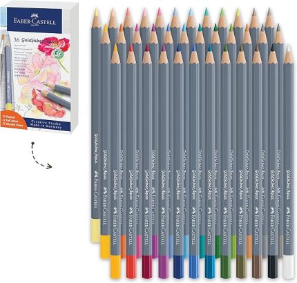 Goldfaber Aqua Boya Kalemi Hediye Seti 36’lı, 12 Pastel ve 24 Klasik Renk, Yüksek Pigmentli, Suya Dayanıklı, Metal Kutu