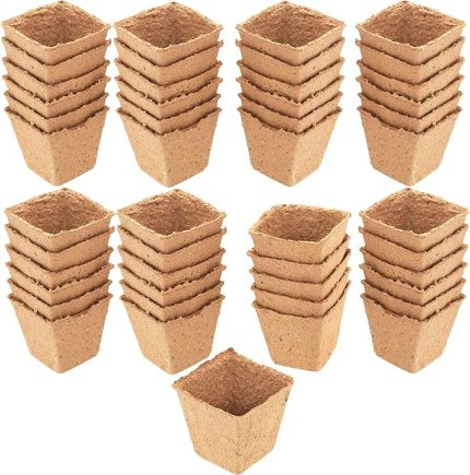 Yetiştirme saksıları 8 x 8 cm – 48 parçalı pratik set –%100 turba içermez, PEFC sertifikalı selülozdan – biyolojik olarak çözünebilir/bitki saksısı/bitki yetiştirme / 9968280