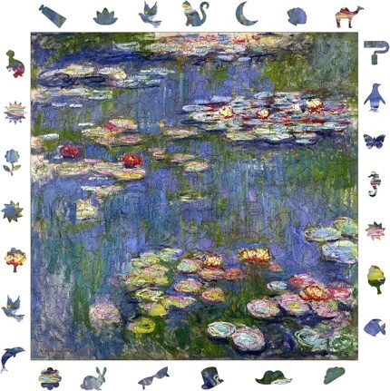 - Ahşap Puzzle Yetişkinler için - Claude Monet Nilüferler Benzersiz Parçalı Puzzle - 353 Parça Ahşap Yapboz - Yapıştırıcı Folyo Dahil - Dekoratif Ahşap Puzzle - 29x29 cm - S1-28