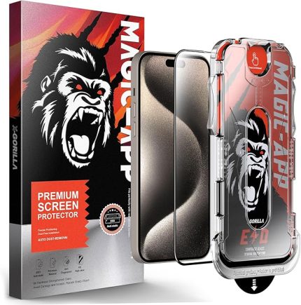 X-Gorilla iPhone 13 Pro Max / 14 Plus Uyumlu Tam Kaplayan Tozsuz Uygulama 9H Ekran Koruyucu Kırılmaz Temperli Cam Şeffaf / Hayalet Seçenekleri