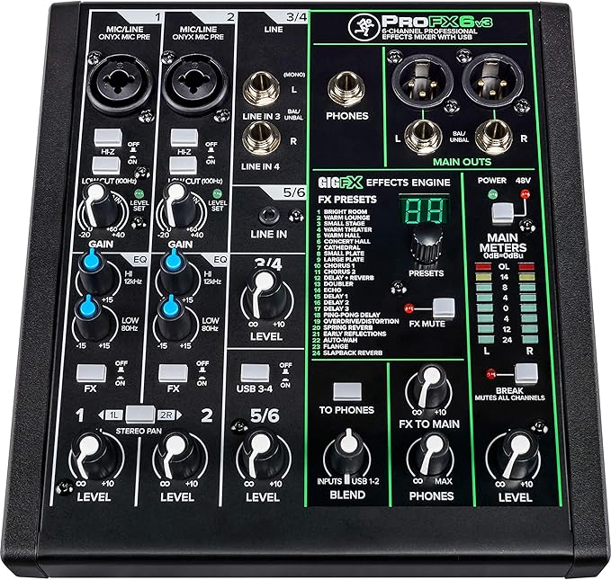 ProFX6 V3 6-Channel Mixer with USB & FX Mikser