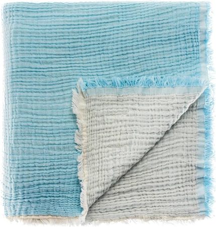 Pike Tek Kişilik, 100% Pamuk 4 Katlı Kaliteli Müslin Yatak Örtüsü, Dekoratif Şık Yumuşak Hafif Yazlık Pike (Açık Mavi, Tek Kişilik 160x220 cm)