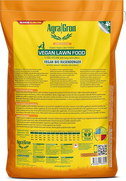 Çim Gübresi 20 kg Vegan Lawn Food%100 Bitkisel Menşeli Çim Gübresi/Doğal Çim Coşturan Gübre Alman Lisanslı - Görsel 4