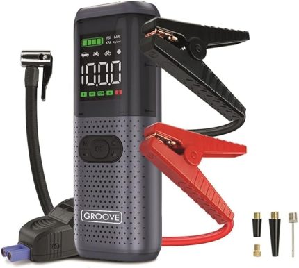HCB002 22000mAh 2500A Akü Takviye Cihazı + Lastik Şişirme Kompresörü Taşınabilir Jump Starter (Kompresör+Powerbank+Led Lamba+LCD Ekran)