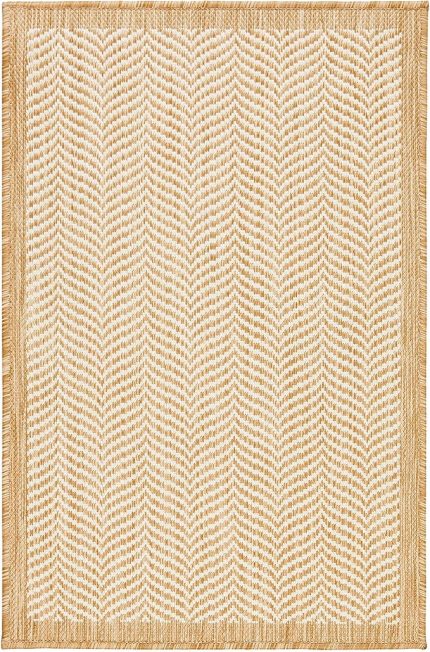 Home Textile Leke Tutmaz İç Dış Mekan Bej Renk Balıksırtı Paspas 60 x 90 cm