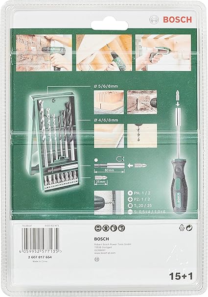 Home and Garden 15 + 1 parça Mini X-Line karışık set + tornavida (ahşap ve taş için, matkap/tornavida aksesuarı) - Görsel 3