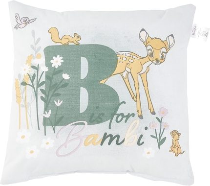 Disney Bambi Lisanslı Karakter Baskılı%100 Pamuk Kırlent, Çok Renkli, 40x40 cm