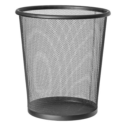 moon Mesh | 699768 | Kağıt Sepeti File Çöp Kovası Siyah Ofis | Çelik, Siyah | 12 L Kapasite | 26,5 x 29,5 cm