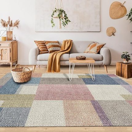 Dizayn Anika Desenli Pamuk Tabanlı Yıkanabilen Kaydırmaz Antibakteriyel Salon Halısı (200X250)