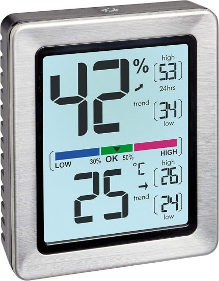 Dostmann Exacto dijital termo-higrometre, 30.5047.54, nem, sıcaklık, sağlıklı yaşam iklimi, özellikle hassas sensörlü, U 74 x G 26 (48) x Y 90 mm