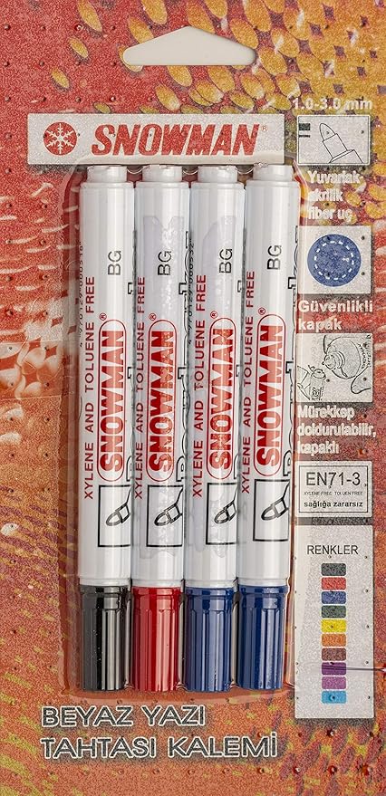 TAHTA KALEMİ 4'LÜ BLİSTER 2 MAVİ + 1 SİYAH + 1 KIRMIZI