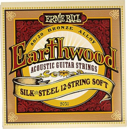 Ball Earthwood Ipek Ve Çelik Yumuşak Akustik Gitar Telleri, 12 Telli, 80/20 Bronz, Ölçü 9-46