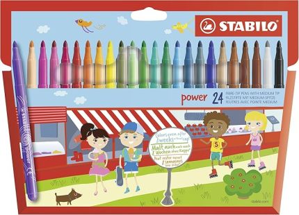 power - Keçe Uçlu Boya Kalemi - 24'lü Paket - Çeşitli Renkler
