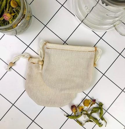 yoga and food 2 adet Demlik Yıkanabilir Kumaş Çay Kesesi - Organik, Ekolojik,%100 Ham Ağartılmamış Ham Pamuk (Demlik Boy)