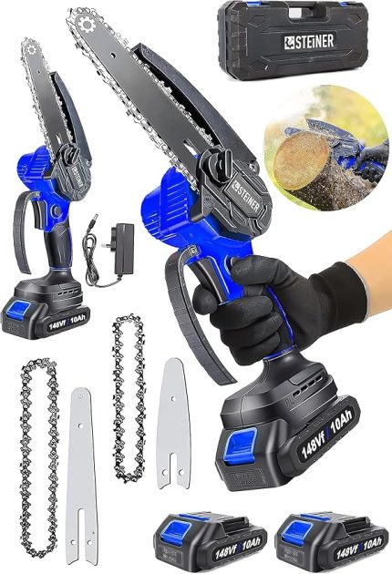 Alman 148 Vf 10 Ah%100 Kömürsüz Motor Akülü Dal Kesme Budama Testere Bıçkı Makinesi 15 Cm Mavi