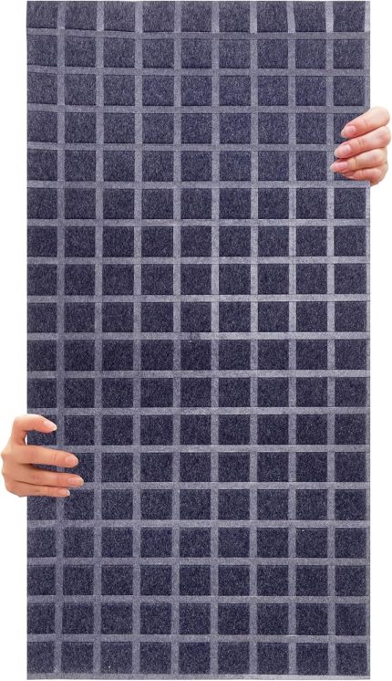 Kendinden Yapışkanlı Akustik Ses Yalıtımı, Duvar Ses Yalıtım Paneli, Ses Emici Keçe Panel, Dekoratif Kare Desenli Keçe Panel 45x90 Cm / 2 Adet / 0,81 M² Lacivert