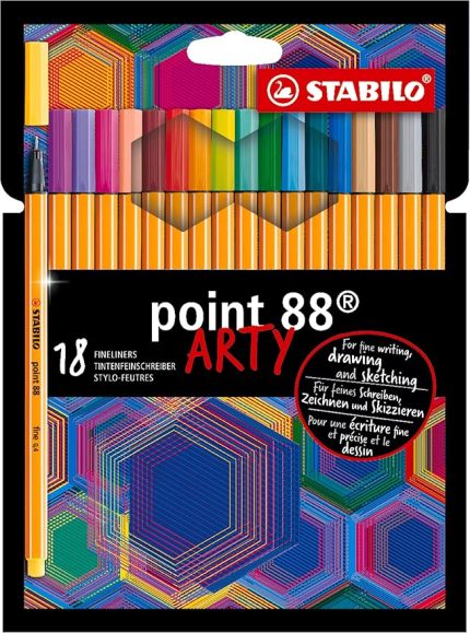 point 88 ARTY - İnce Keçe Uçlu Kalem - 18'li Paket - Çeşitli Renkler