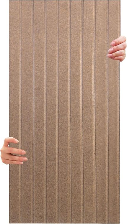 Akustik Ve Dekoratif Lambiri Desenli Keçe Panel 45x90 Cm / 2 Adet / 0,81 M² Bej