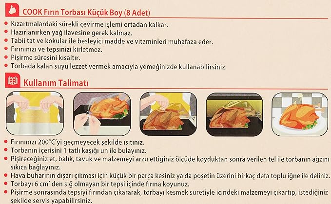 Fırın Torbası, Standart Boy, 25 x 38 cm, 8 Yaprak, Polyester Telli - Görsel 3